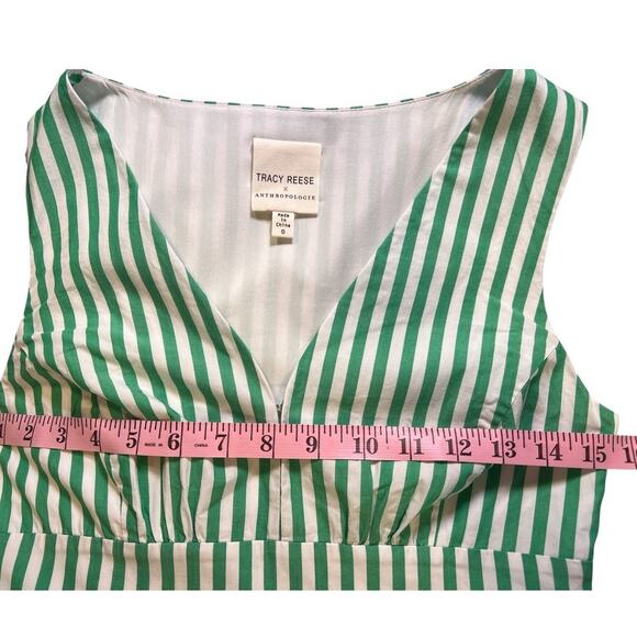 Anthropologie x Tracy Reese Assateague Striped Dress Size 0 Green Preppy Coastal - Picture 6 of 14